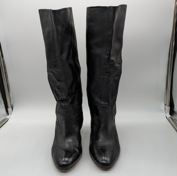 Arturo Chiang Prudie black butter soft leather mid calf heel boot 8 - Picture 2 of 11